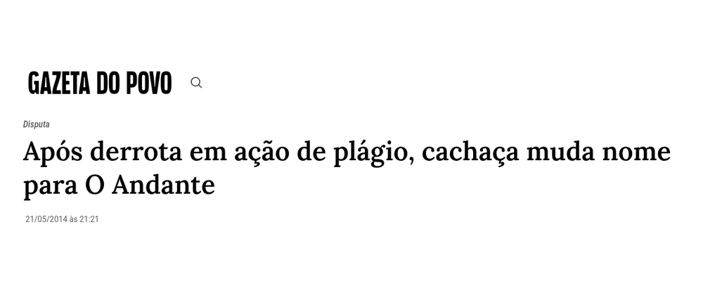 Após derrota em ação de plágio, cachaça muda de nome para O Andante
