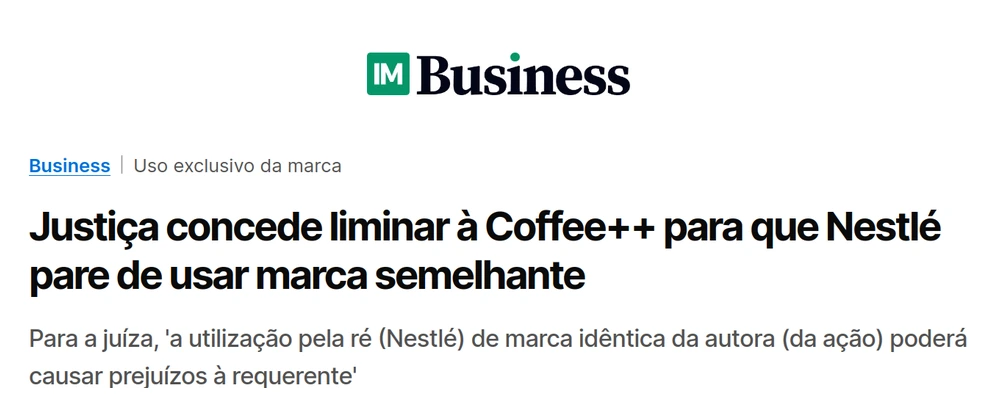 Justiça concede liminar à Coffee++ para que a Nestlé pare de usar marca semelhante